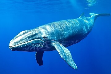 Naklejka premium A sperm whale diving into the deep ocean, its fluke disappearing into the abyss