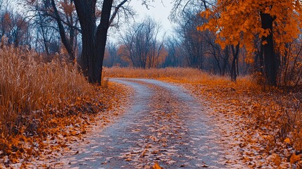 Fototapeta premium Serene Empty Path Through Leafless Forest