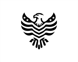 Obraz premium American Eagle logo design icon symbol vector illustration. Silhouette eagle bird icon vector template 