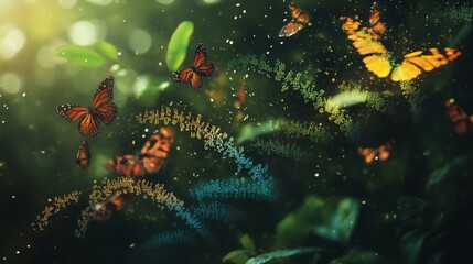 Obraz premium The fairy butterfly dance in the dream forest