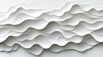 Abstract white wave pattern, layered paper texture background.