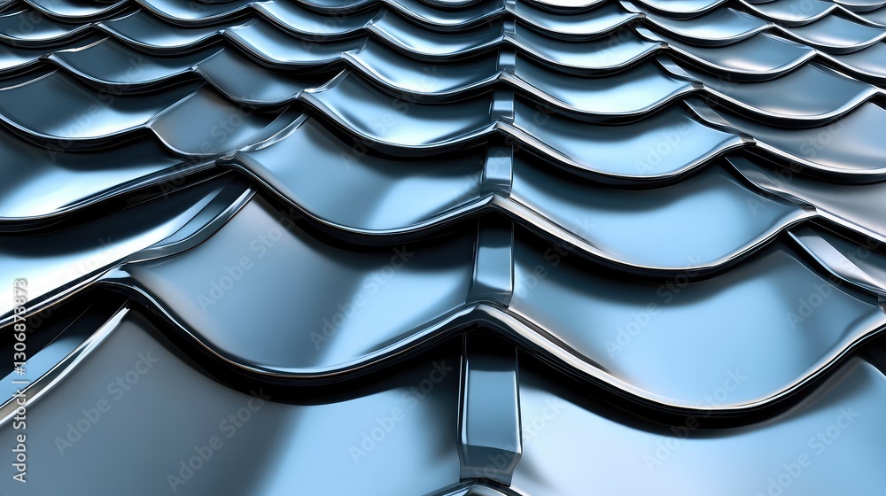 Poster a roof with a new installation of tiles and enough blank space on the surface for copy or text place