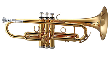Obraz premium Golden Trumpet Shines on Black Background, Isolated for Music Lovers