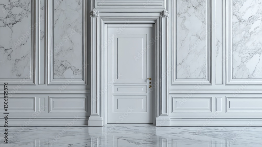 Poster a wide view of a door installation with an empty frame, leaving ample space for overlaying text or g