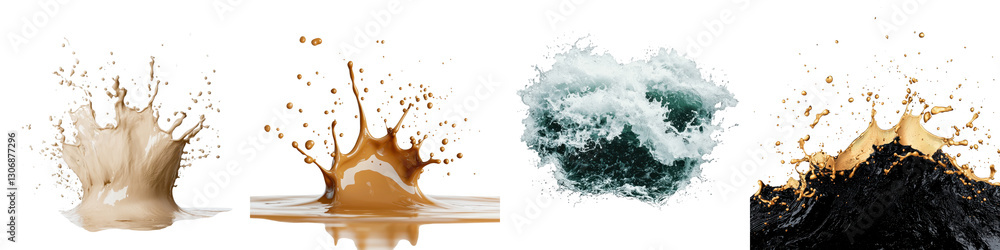 Poster dramatic liquid splashes bursts and flows of water creating abstract textures and dynamic effects po