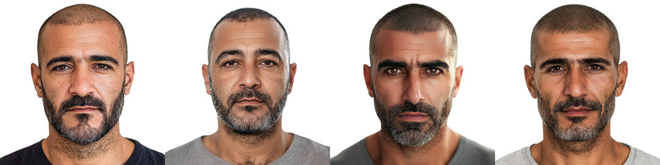 Obraz premium Serious and Focused Middle Aged Bearded Man with Intense Gaze and Confident Expression in Professional Corporate Studio Portrait Concept of Leadership Authority and Business Expertise