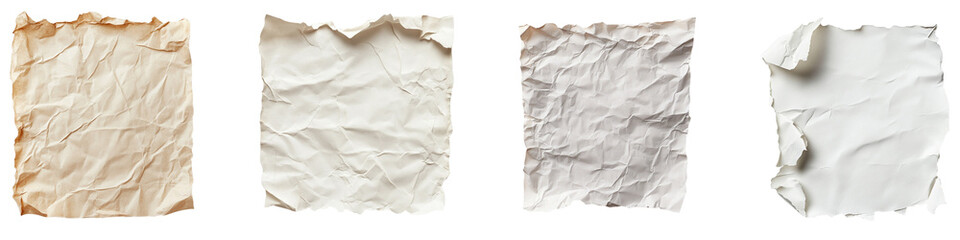 PNG Piece of paper set  isolated on white background, clean and blank
