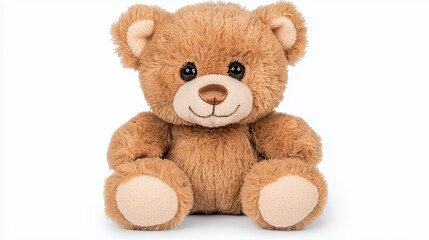 Obraz premium Adorable Brown Plush Teddy Bear on White Background