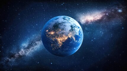 Fototapeta premium The Blue Planet Earth Shown From Outer Space Is Stunning