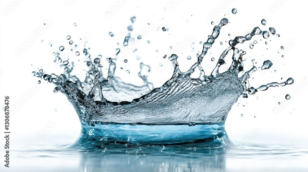 Poster high-speed capture of a dynamic water splash frozen in motion against a transparent background, perf