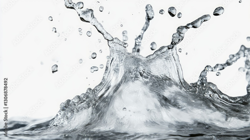 Poster high-speed capture of a dynamic water splash frozen in motion against a transparent background, perf