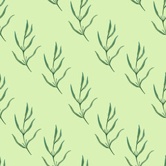 Seamless watercolor pattern with delicate rosemary branches on a light background. Perfect for fabric, wallpaper, packaging, and eco-friendly designs.