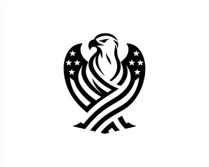 American Eagle logo design icon symbol vector illustration. Silhouette eagle bird icon vector template	