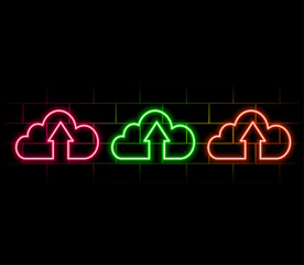 UI icon with neon light isolated in black background. 3d rendering - illustration..2
