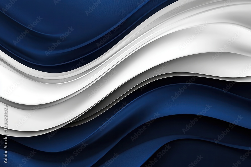 Aufkleber Dynamic wave like structures in deep navy and silver tones reflecting political discourse and media aesthetics Generative AI