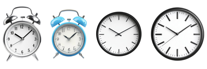 PNG Clock set isolated on white background, time concept
