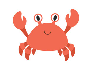 Cute crab, cartoon sea animal character isolated illustration, hand drawn vector clipart for kids