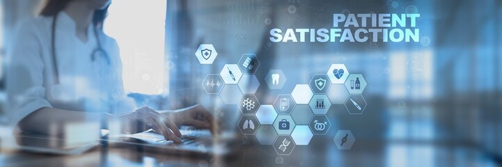 Patient Satisfaction and Healthcare Monitoring Illustrated on a Virtual Screen.