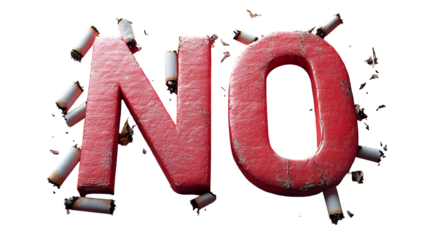 No Smoking Sign with Broken Cigarettes Isolated on White Background