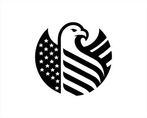 American Eagle logo design icon symbol vector illustration. Silhouette eagle bird icon vector template	