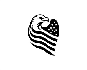 American Eagle logo design icon symbol vector illustration. Silhouette eagle bird icon vector template	