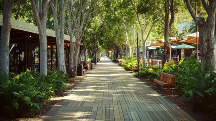Paperbark Forest Boardwalk in Agnes Water, Queensland, Australia. Exploring the Exotic Beauty of Australian Bush Environment
