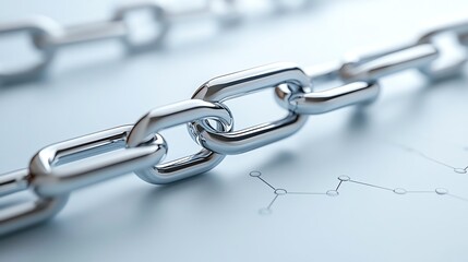 Obraz premium Close-up of a shiny, metal chain link symbolizing strength and connection.