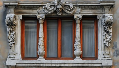 Obraz premium Ornate Window Detail Architecture Facade
