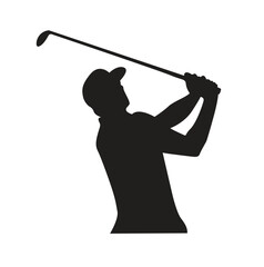 Golf player icon, golfer abstract vector silhouette