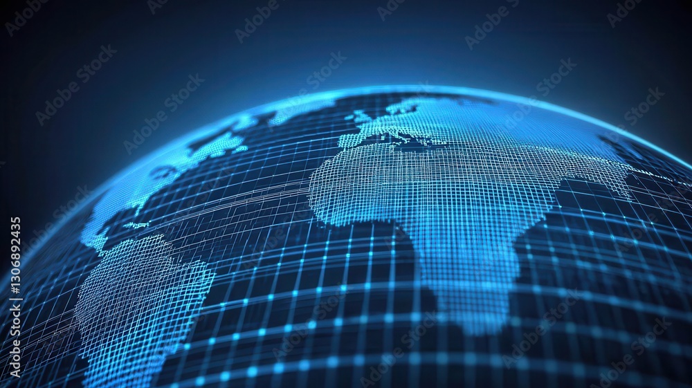Poster global network connection digital world map abstract futuristic technology globe