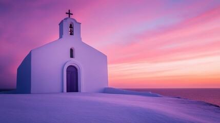 Sifnos Church of the Seven Martyrs at Sunset in Cyclades, Greece