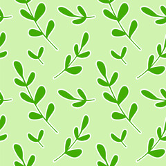 Obraz premium Cute seamless pattern with green leaves.