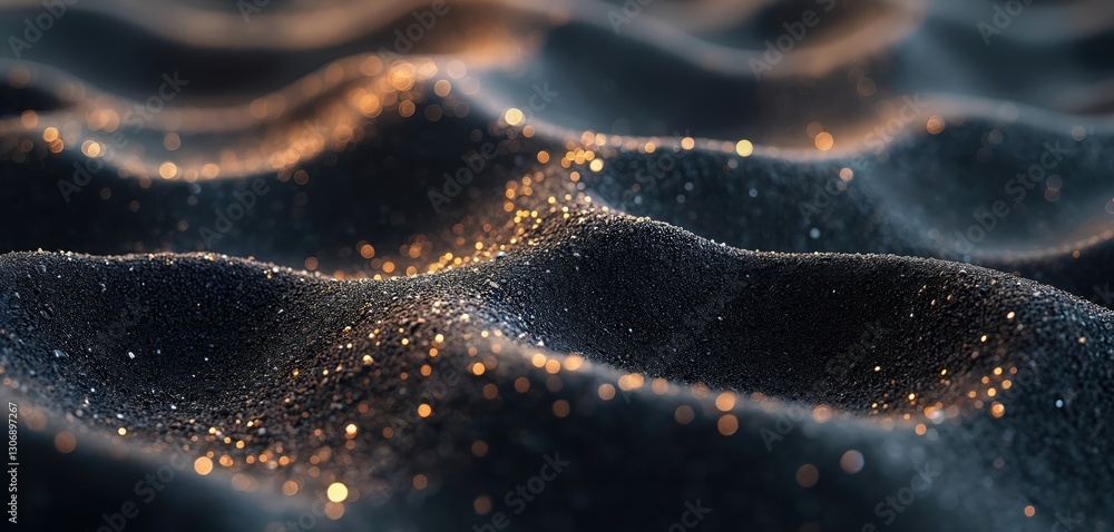 Poster close-up macro shot of volcanic sand texture with sparkling highlights. abstract pattern of shimmeri
