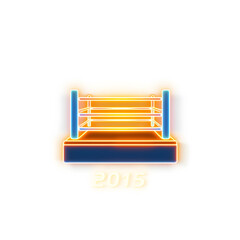 Boxing ring holographic 3D icon. neon symbol vector illustration isolated on white background. Generative AI