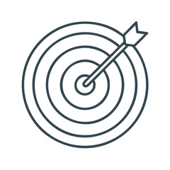 A target icon with an arrow hitting the center, symbolizing accuracy, goal achievement, and strategic planning in business and marketing. Ideal for success-driven concepts and financial growth strateg