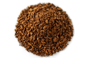 top view pile of instant coffee isolated on white background