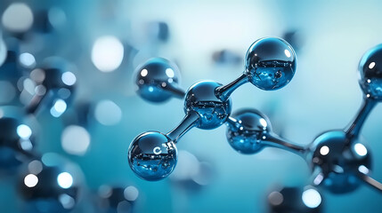 Close-up of Molecular Model with Blue Spheres