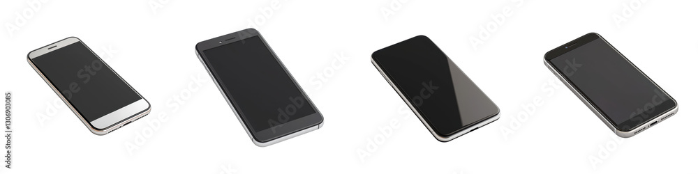 Poster An assortment of various modern minimalist smartphone devices in different angles and color variations displayed on a neutral isolated background