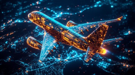 Night Flight Over City Lights