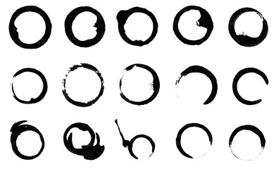 Collection of watercolor ink with rough edges