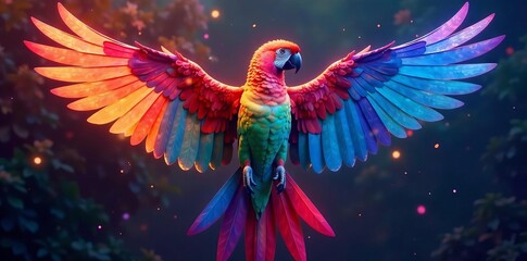 Obraz premium Swirling rainbow hues form surreal parrot wings , pattern, iridescent, fantasy