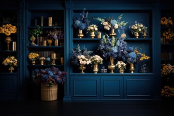 Flower shop luxury plant shelf.