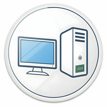 A PC icon represents a personal computer, often used to signify a desktop, application,
