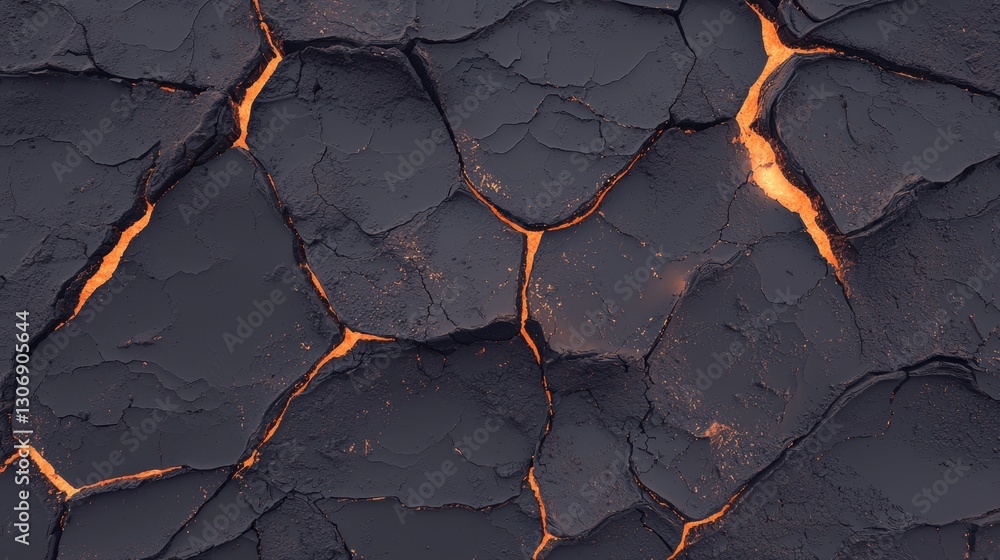 Poster close-up of a crack in the ground. the crack appears to be made up of small, irregularly shaped crac