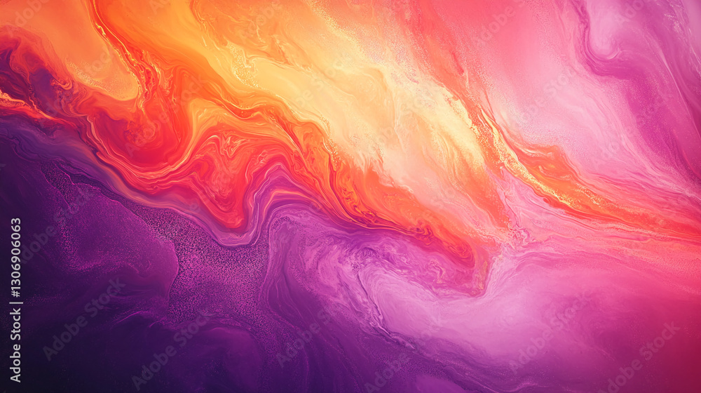 Poster abstract image with fluid orange, pink, and purple swirls creating a dynamic, energetic texture, sho