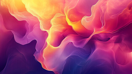 Obraz premium Abstract image of flowing, translucent fabric in shades of purple, pink, and yellow, creating a dynamic and vibrant design, showcasing fluidity and energy