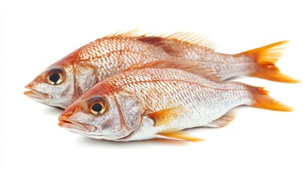 Fresh assortment of raw fish and seafood including salmon, shrimp, squid, and octopus, isolated on white background