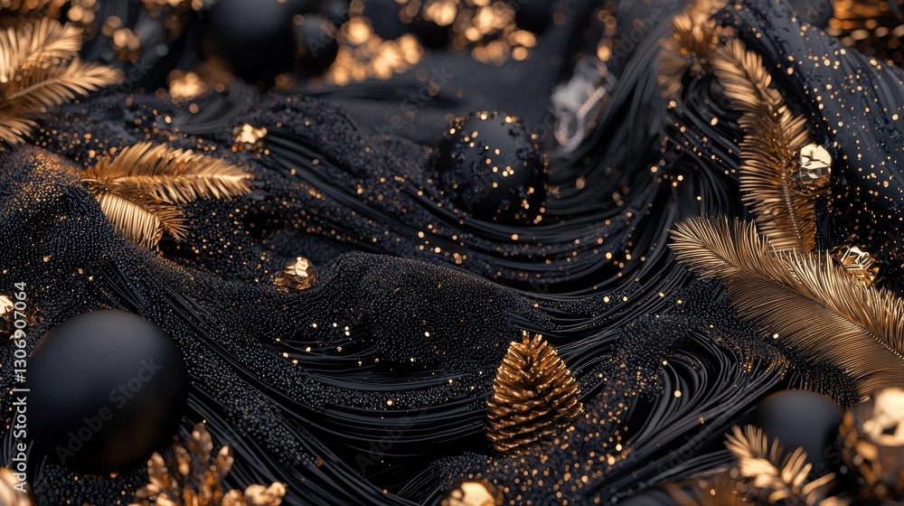 Aufkleber abstract background with a black and gold color scheme. the background is filled with various shapes