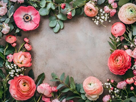 Flowers with space in the middle, banner with copy space