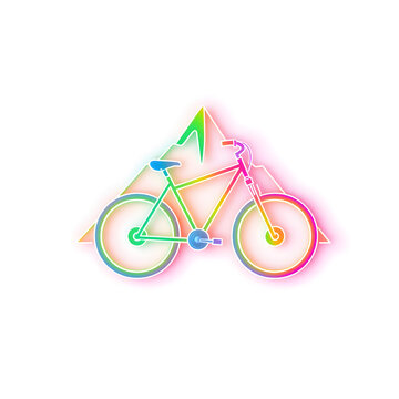 Bicycle holographic 3D icon. neon symbol vector illustration isolated on white background. Generative AI